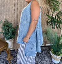 Pol - Go With The Flow Chambray Oversized Tank Top