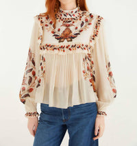 Farm Rio - Berry Garden Long Sleeve Blouse