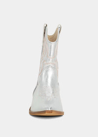 SHU SHOP Girl's Zita Mini Western Boots in silver - kids' boots - detail view