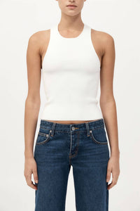 St. Agni Sculpted Knit Top in off white - women's tank top