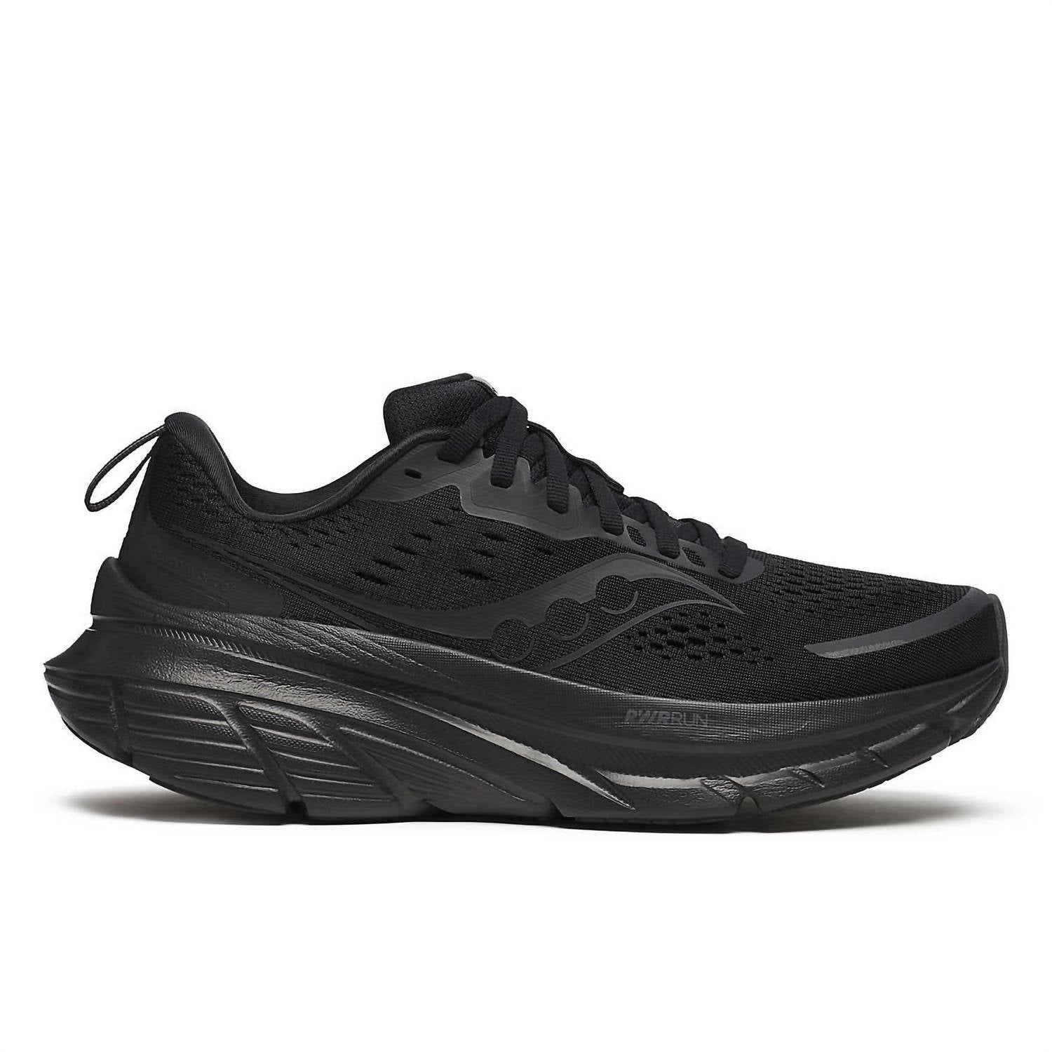 SAUCONY Women's Trainer Guide 18 Shoe in triple black - women's shoe - detail view