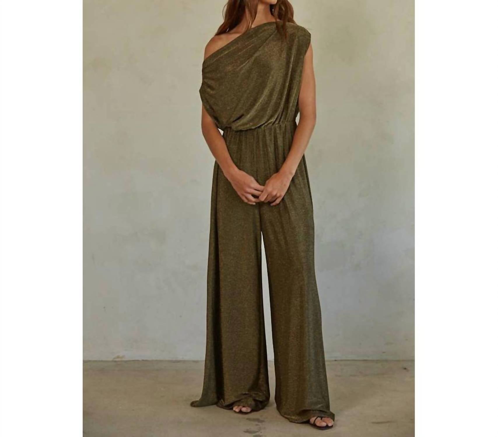 By Together Gwen Metallic Jumpsuit in gold black - women's pants