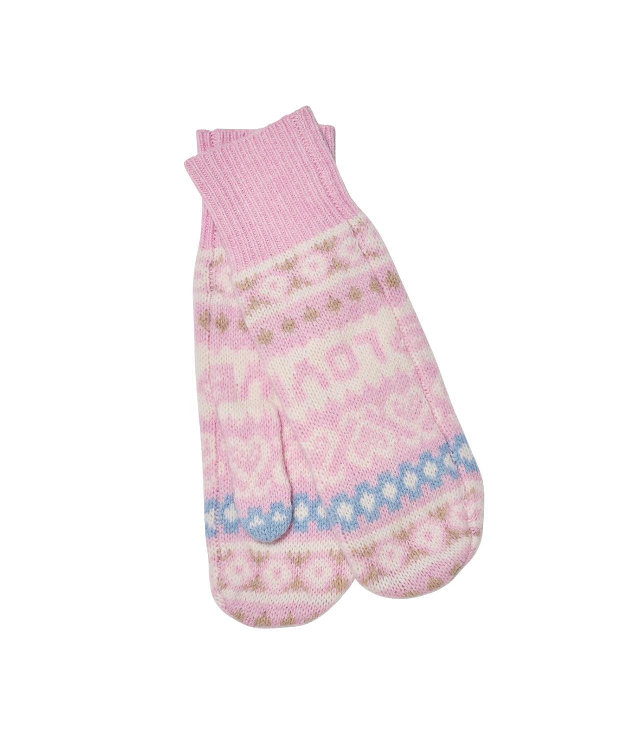 LoveShackFancy Women's Marnella Wool Winter Mittens in peach dream - women's accessory