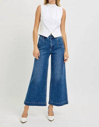 Risen - Tummy Control Elastic Band High Rise Crop Jeans