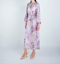 John Abgin - Organza Printed Puff Sleeve Maxi Dress