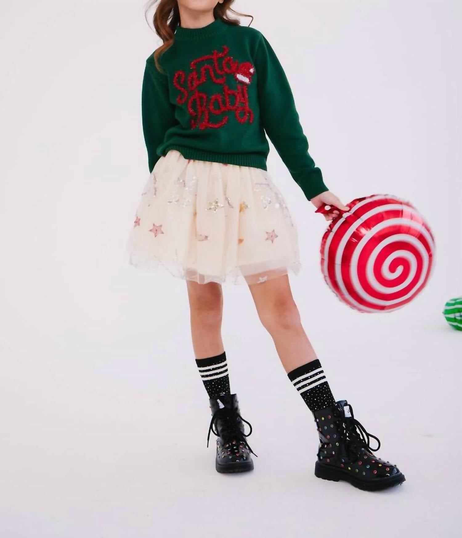 Lola + The Boys - Girl's Santa Baby Festive Sweater