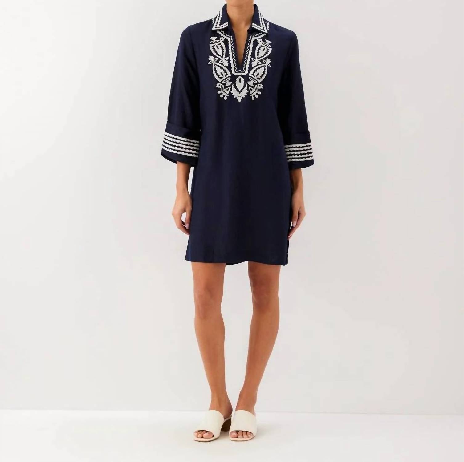 Karen Kane - Cuffed Sleeve Embroidered Dress