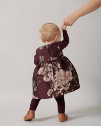 MarMar Copenhagen Daelyna Long Sleeve Dress in deep mulberry jacquard - kids' dress - detail view