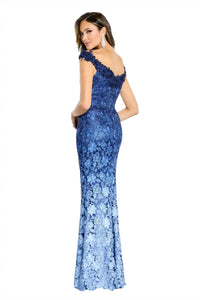 Montage by Mon Cheri Off The Shoulder Ombre Dress in blue ombre - women's dress - alternate view