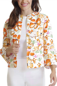 Peace Of Cloth - Open Front Flounce 3/4 Sleeve Crepe Jacket