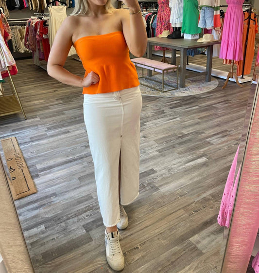 Papermoon - Strapless Knit Peplum Top