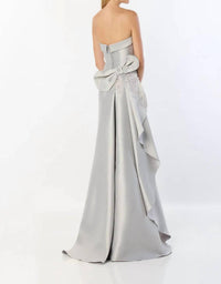 Montage by Mon Cheri Strapless Long Dress in silver - women's dress - detail view
