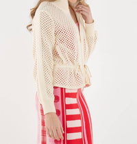 Emily McCarthy Bailey Bomber Jacket in white - women's jacket - detail view