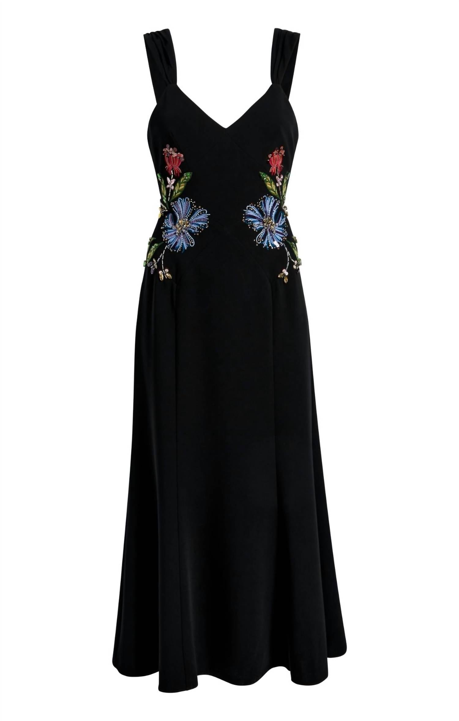 cinq a sept Floral Mixed Media Andre Midi Dress in black multi - women's dress - view 8