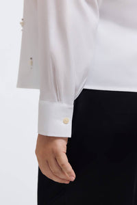 Foxcroft - Marina Pearl & Rhinestone Appliqué Long Sleeve Short Shirt