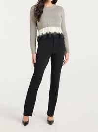 cinq a sept Zyla Pullover Sweater in heather grey ivory black - women's sweater - view 4