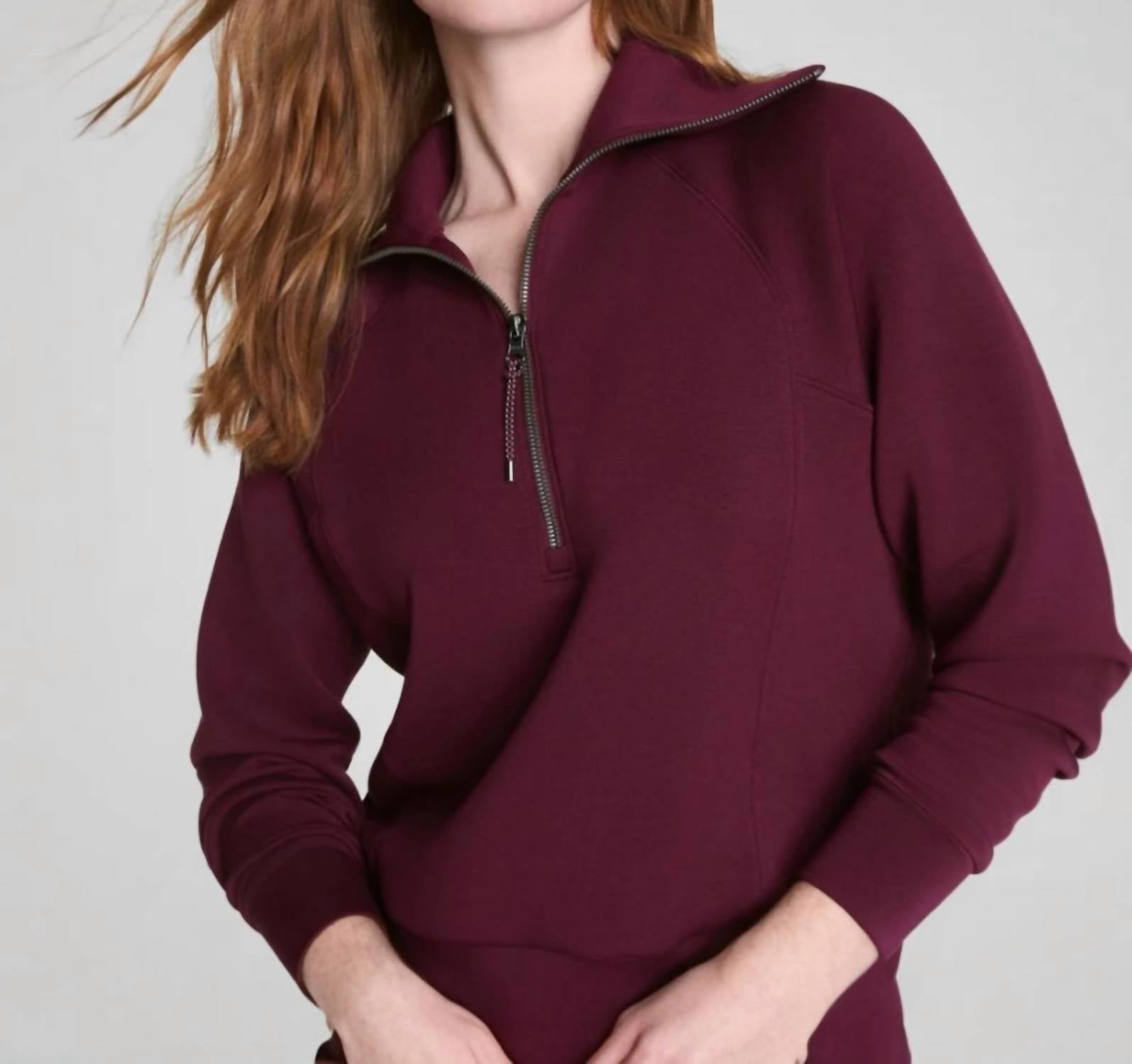 Spanx Air Essentials Half Zip Sweatshirt in plumberry - women's top