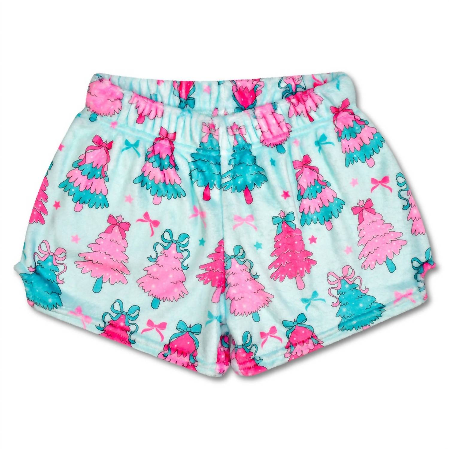 iScream Girl's Fancy Trees Plush Shorts in pink and teal - kids' shorts
