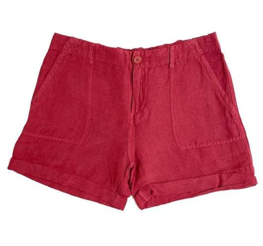 Matty M - Women's Linen Blend Elastic Waist Rolled Hem Shorts