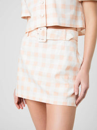 French Connection - Aspen Linen Gingham Belted Skirt
