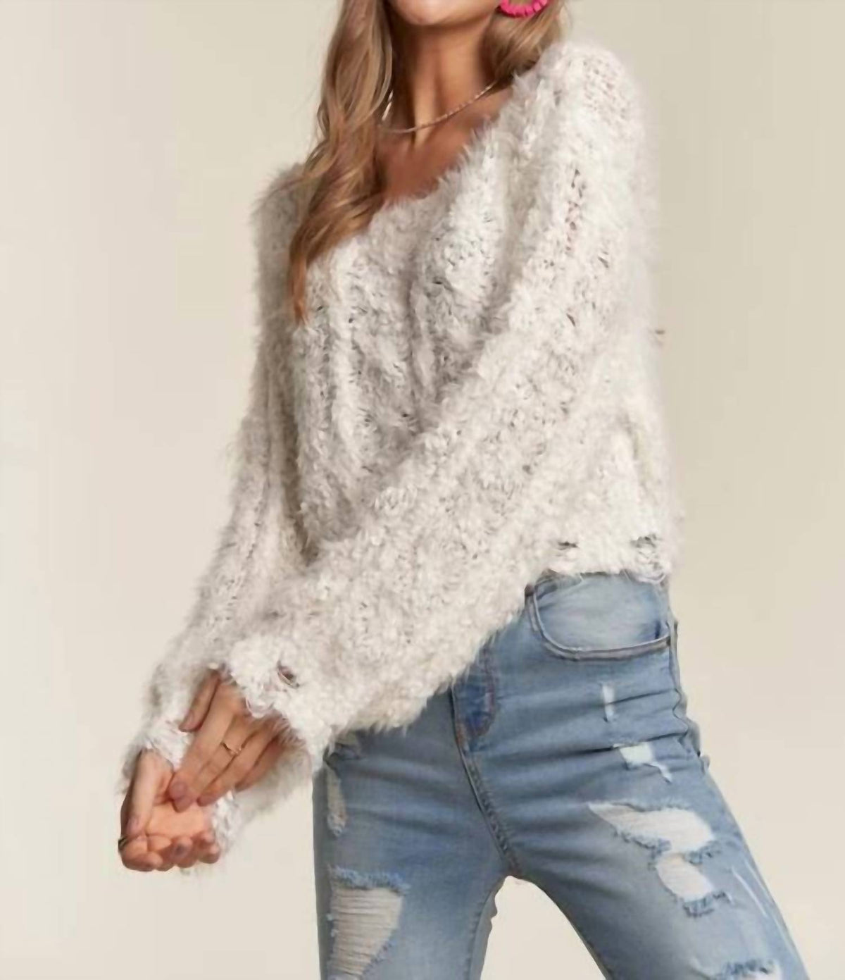 Adora - Popcorn Fuzzy Sweater Crop Top