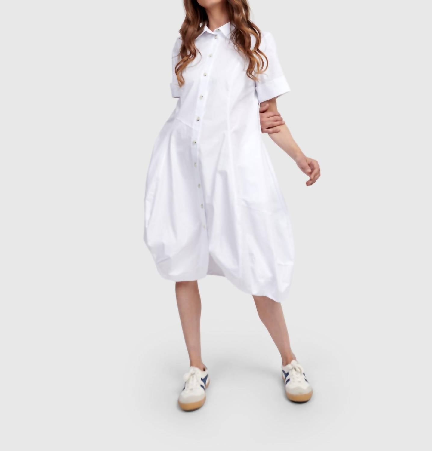 ALEMBIKA Barb Cotton Shirtdress in white - women's dress - view 5