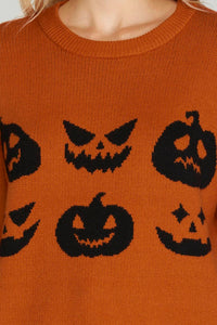She + Sky - LONG SLEEVE HALLOWEEN PATTERN SWEATER TOP