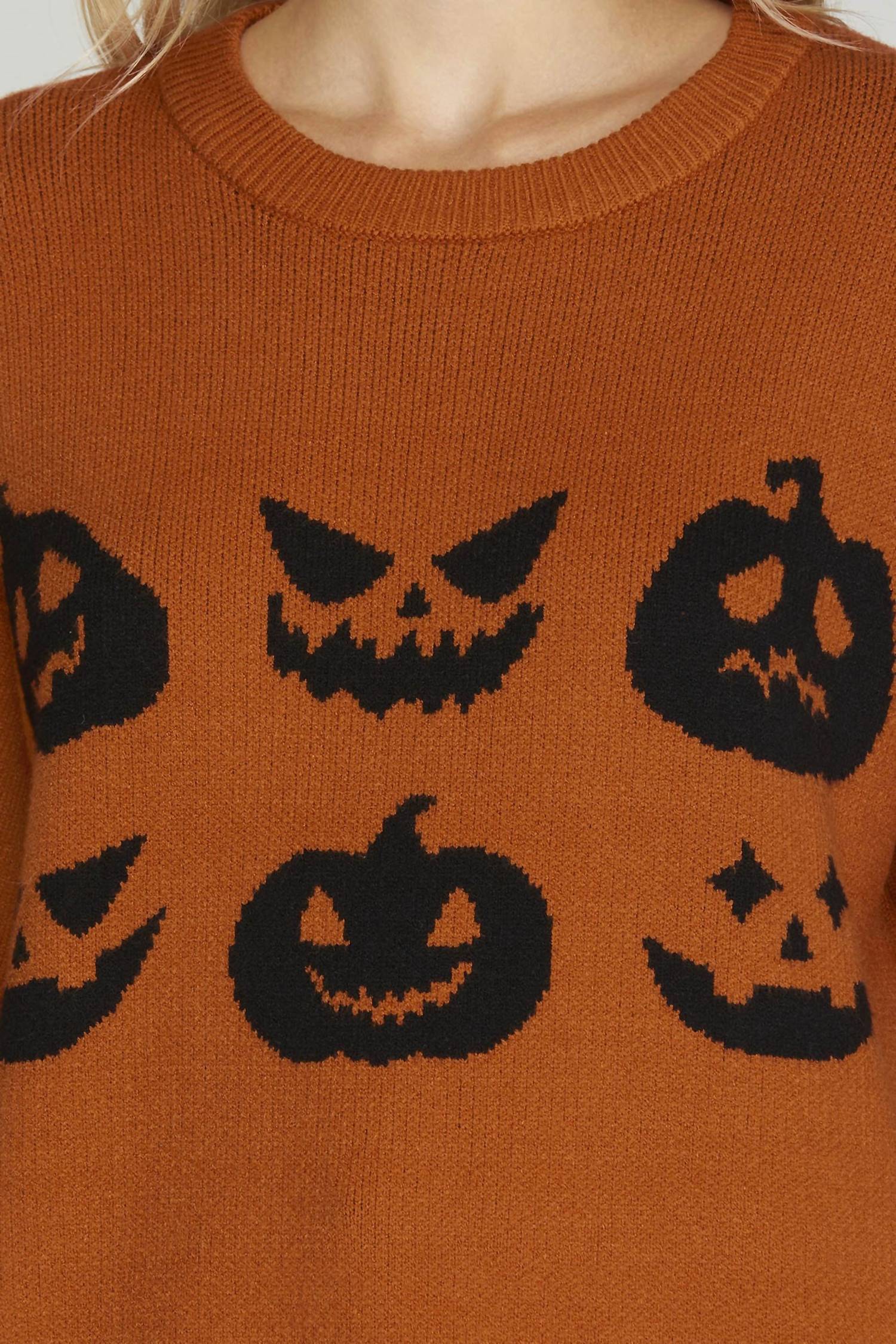 She + Sky - LONG SLEEVE HALLOWEEN PATTERN SWEATER TOP