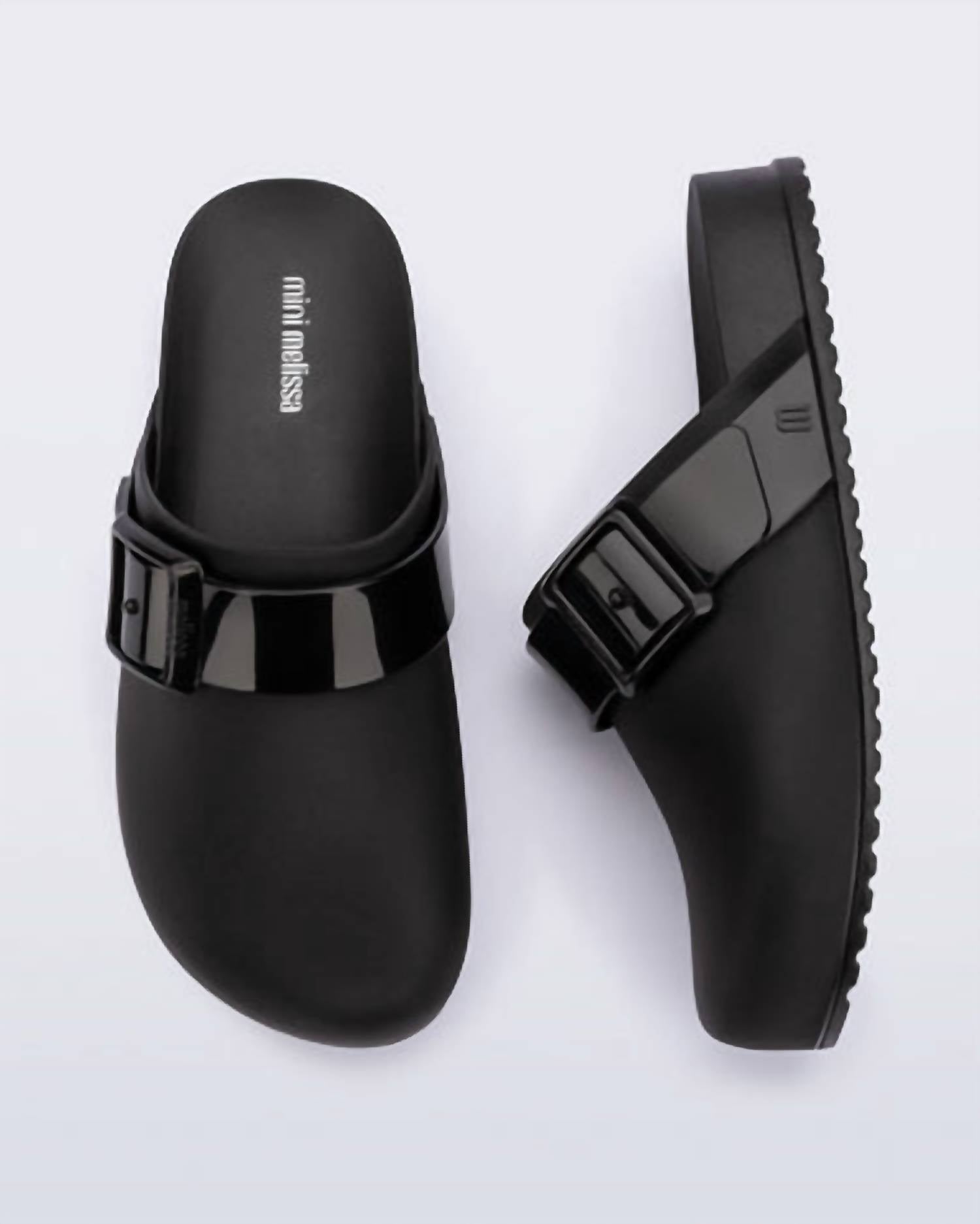Mini Melissa Girl's Cozy Clogs in black - kids' sandal - alternate view