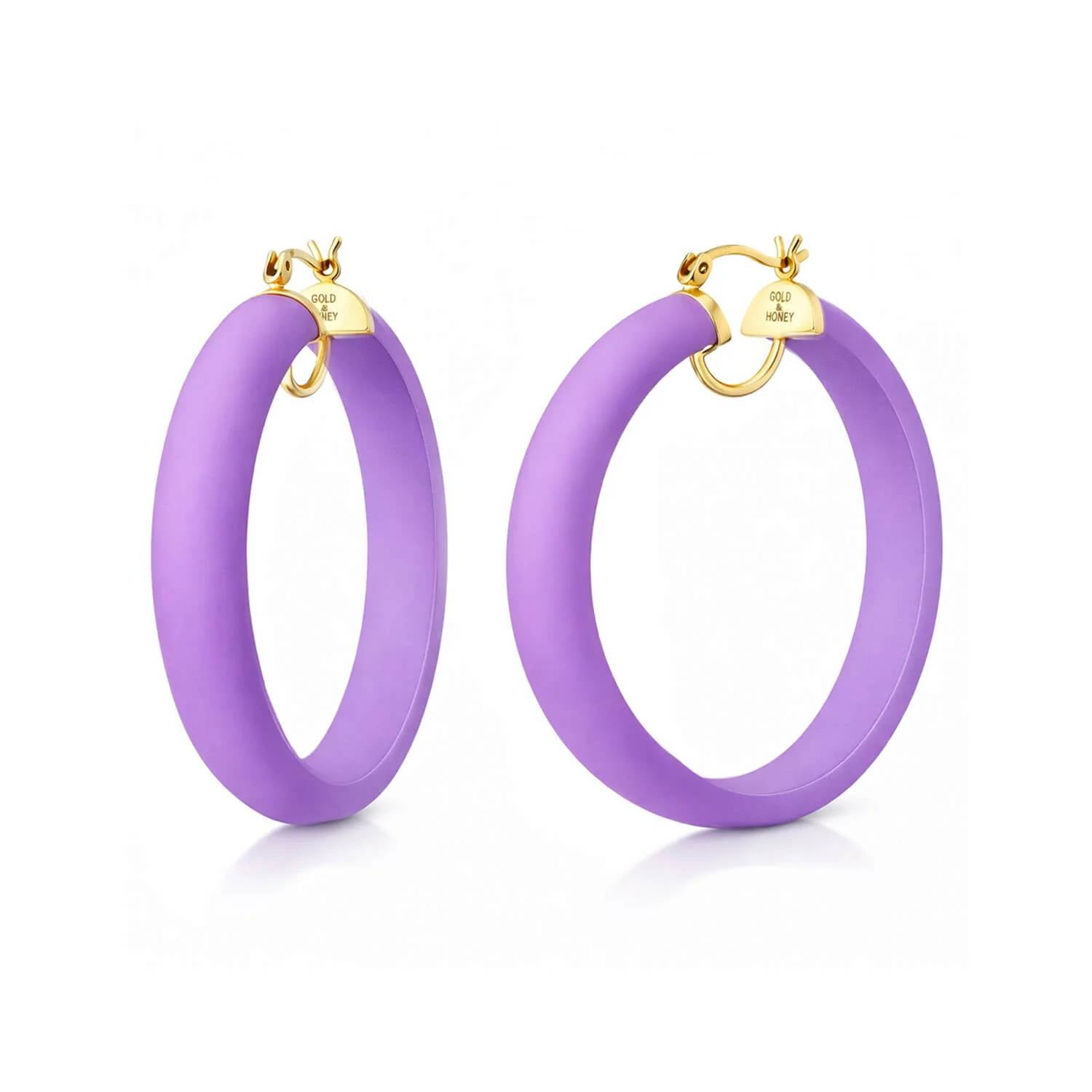 Gold & Honey - Women's Frosted Lucite Hoop Earrings