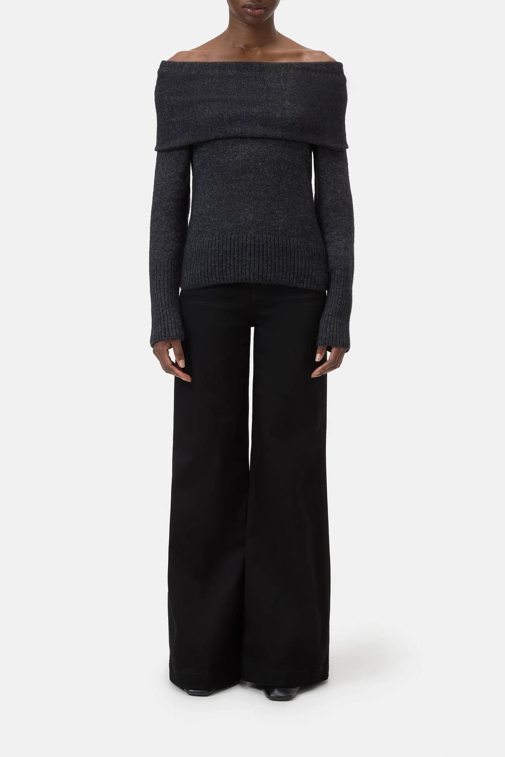 Closed - Wide Collar Long Sleeve Knit Sweater Top