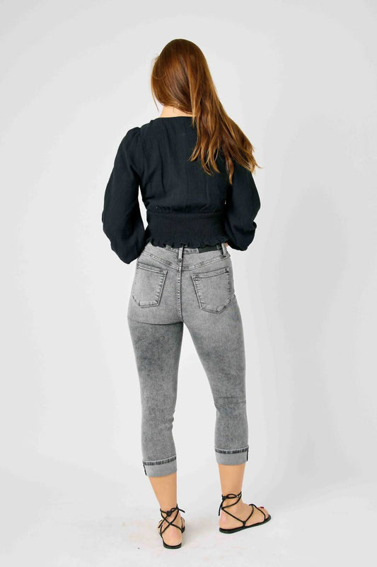 Judy Blue - Cuffed Button Fly Capri Jeans