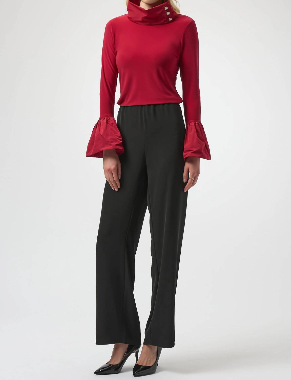 Joseph Ribkoff - Funnel Neck Flounce Sleeve Top
