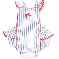 Angel Dear - Baseball Stripe Ric Rac Ruffle Sunsuit