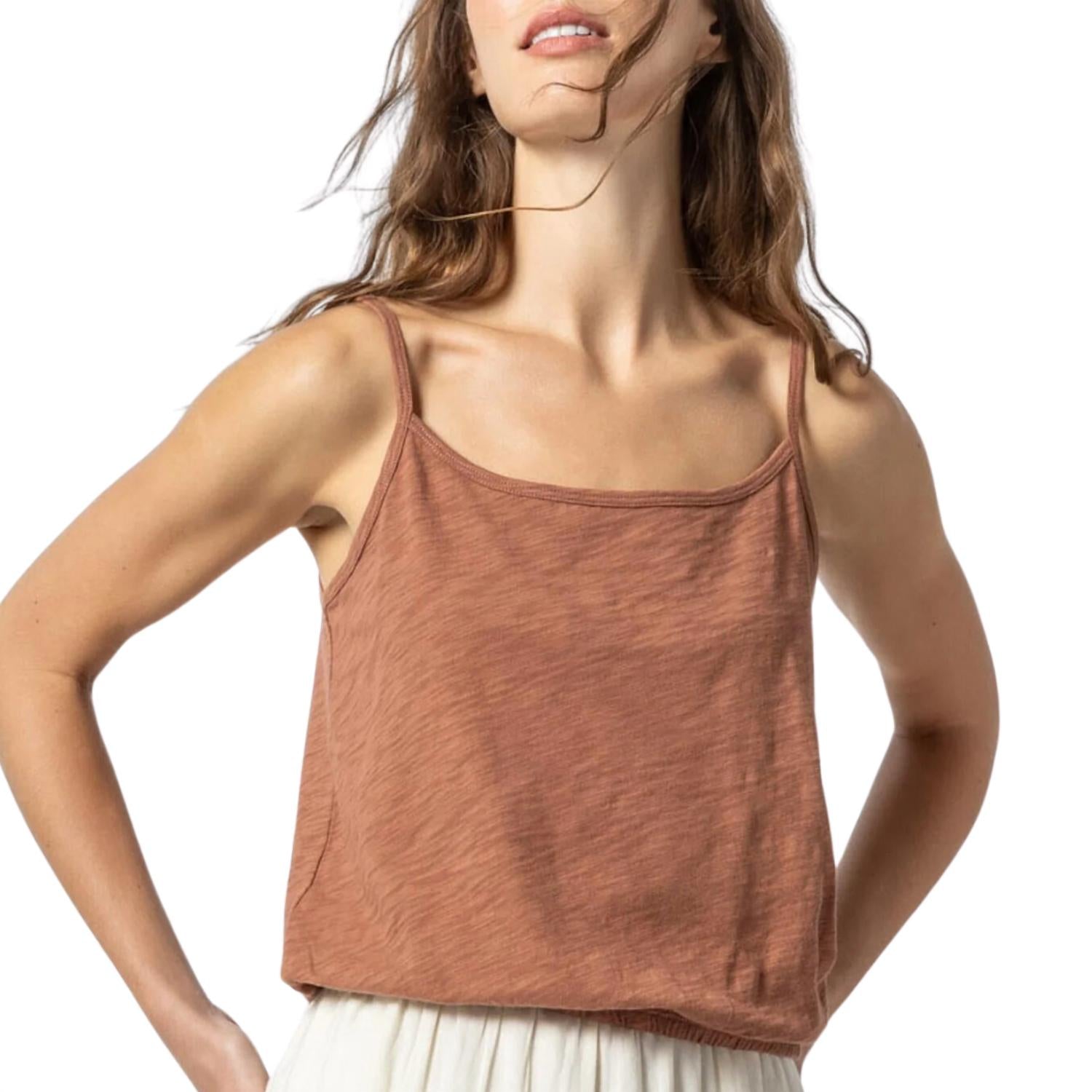 Lilla P Women's Elastic Hem Camisole Top in burnt sienna - women's shirt