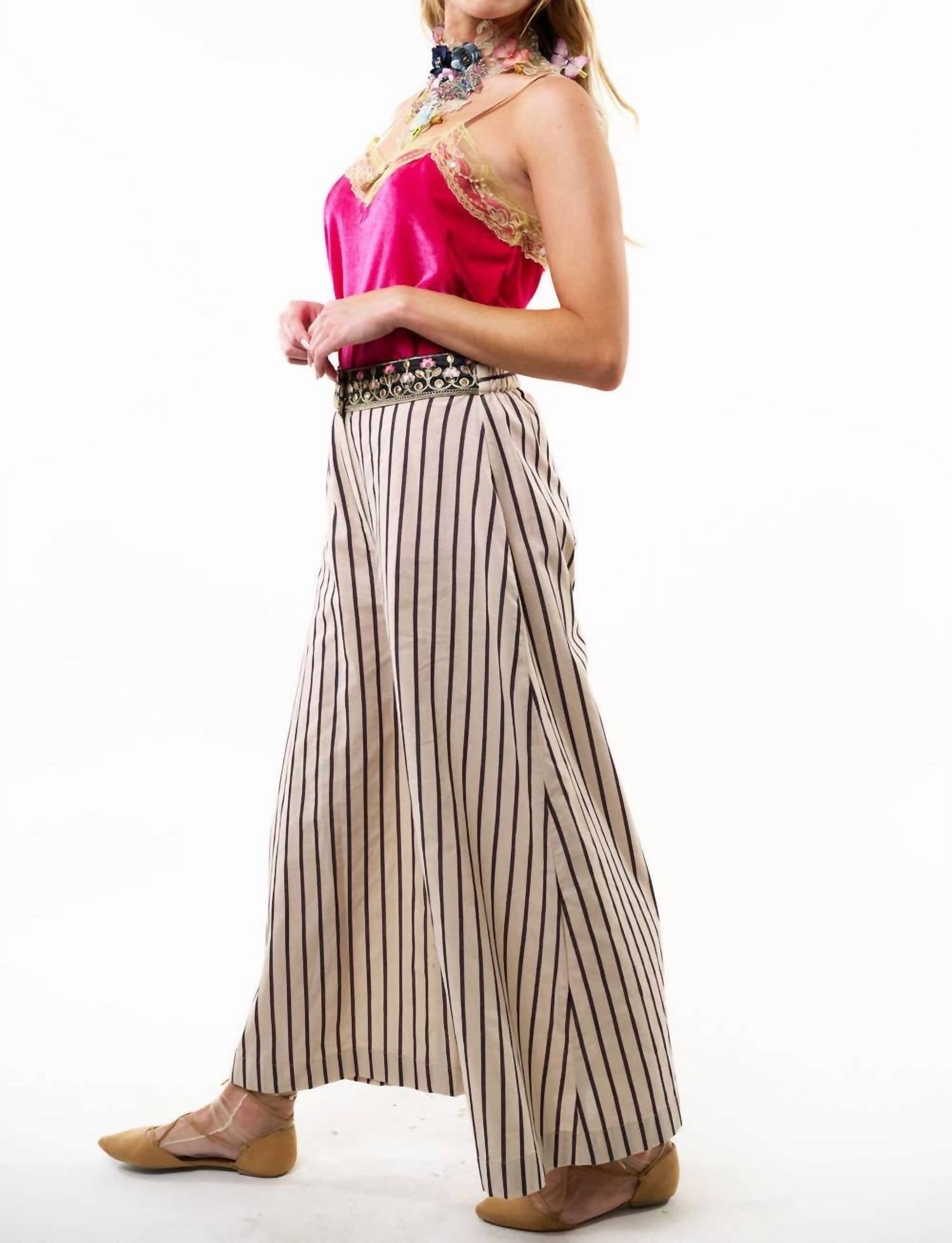 Aratta Derby Princess Blazer And Wide Leg Pants Set in cream stripes - women's jacket - view 4