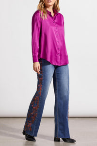 Tribal - Satin Button Down Long Sleeve Top