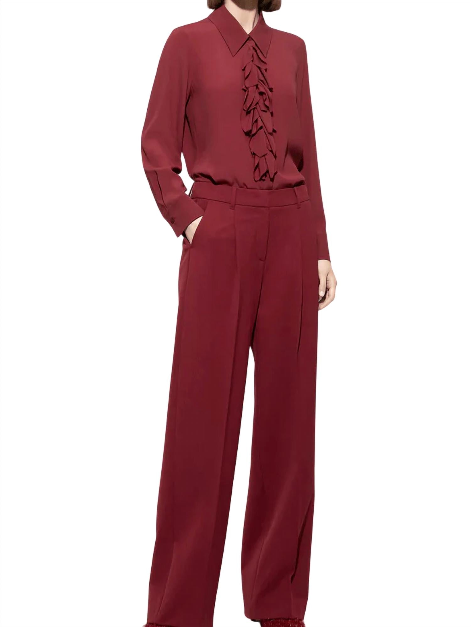 Luisa Cerano - Women's Long Sleeve Ruffled Blouse