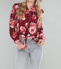 Collective Rack - Button down floral top with tie knot