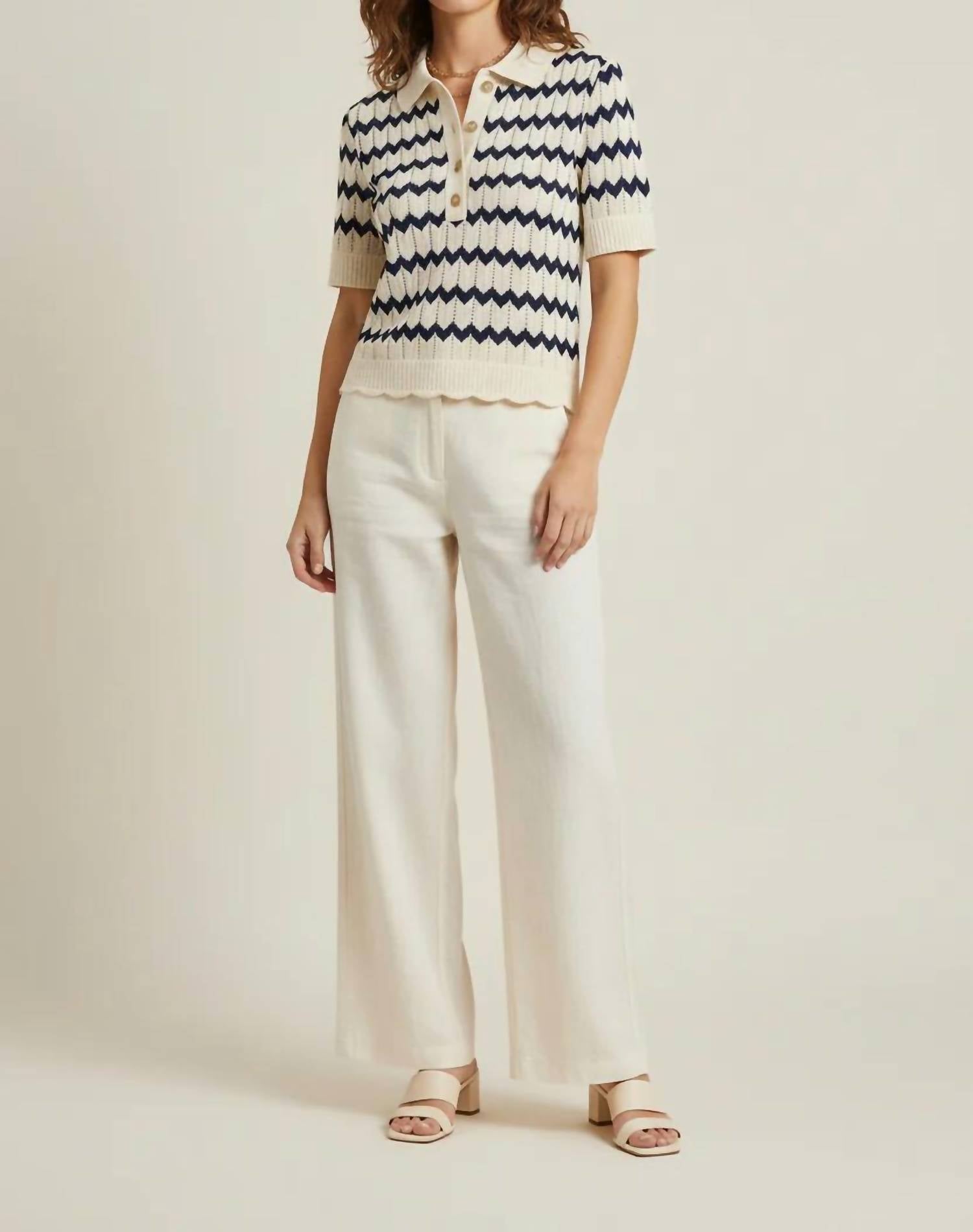 Dear John Denim - Araminta Short-sleeve Polo Collar Sweater