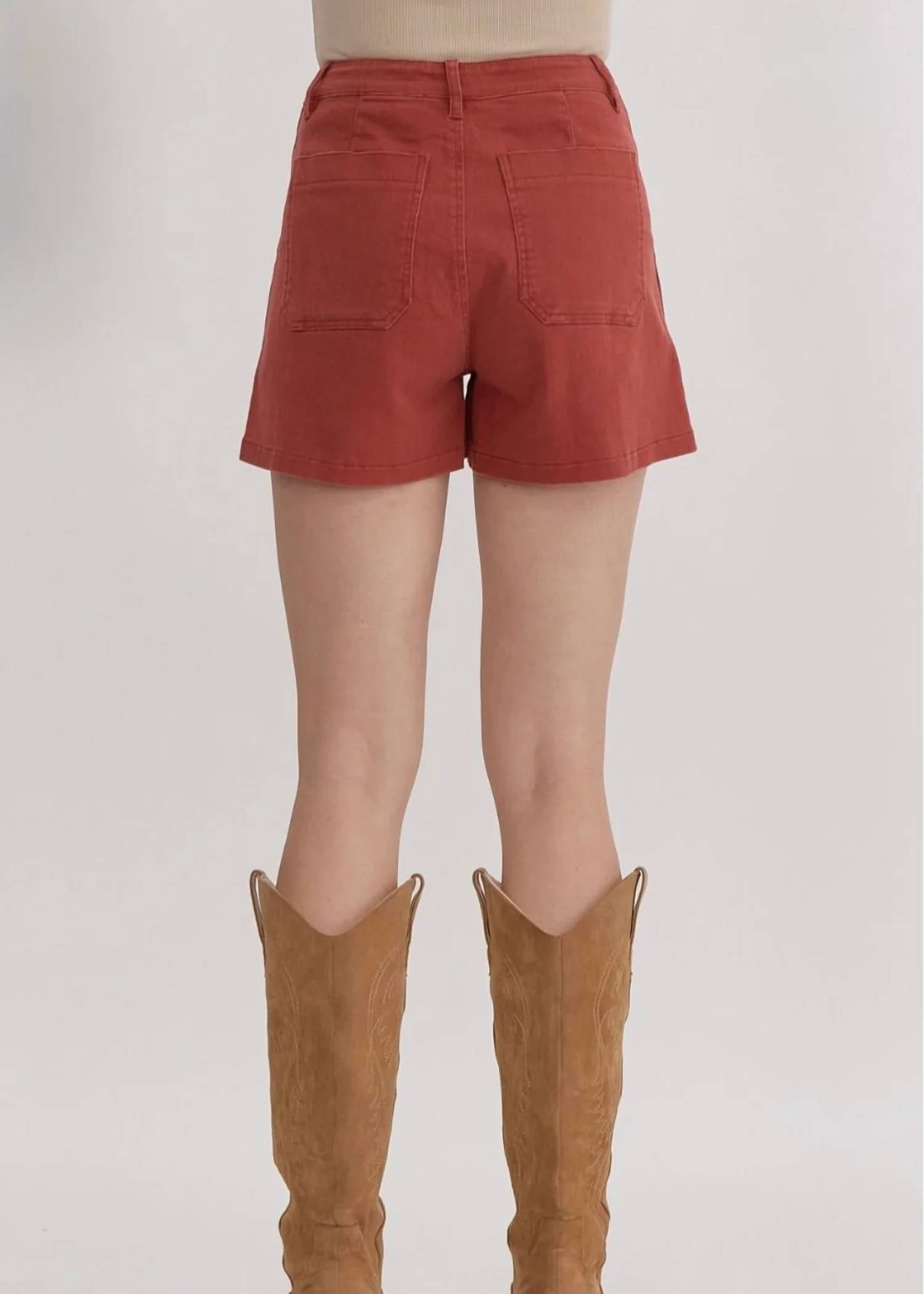 Entro - High Waisted Denim Shorts