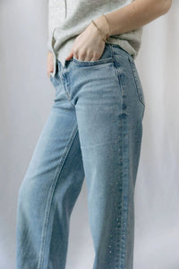 Flying Monkey - Nyc Stone Embellished Wide Leg Pants