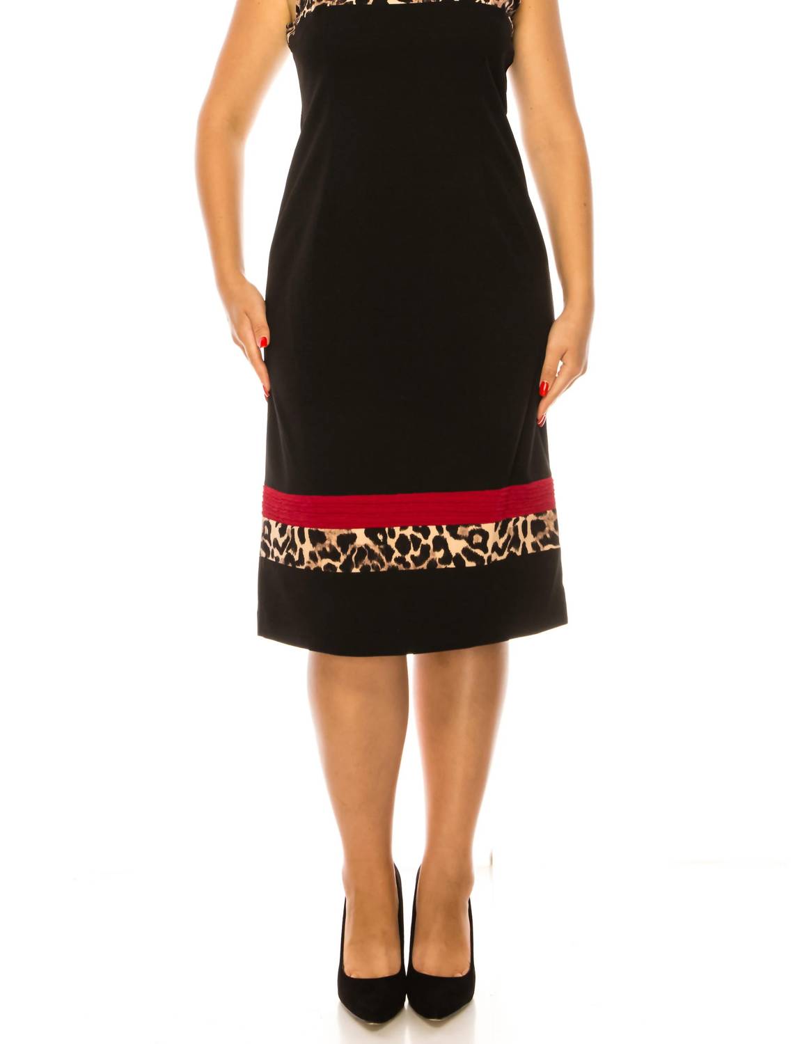 Maya Brooke - Animal Print Cropped Jacket Dress 2-Piece Set