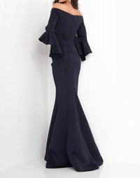 Jovani - Scuba Off The Shoulder Bell Sleeves Dress