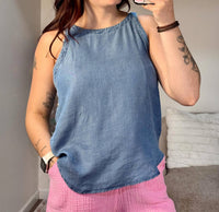 Hyfve - Amber Mineral Wash Denim Tank With Back Ties