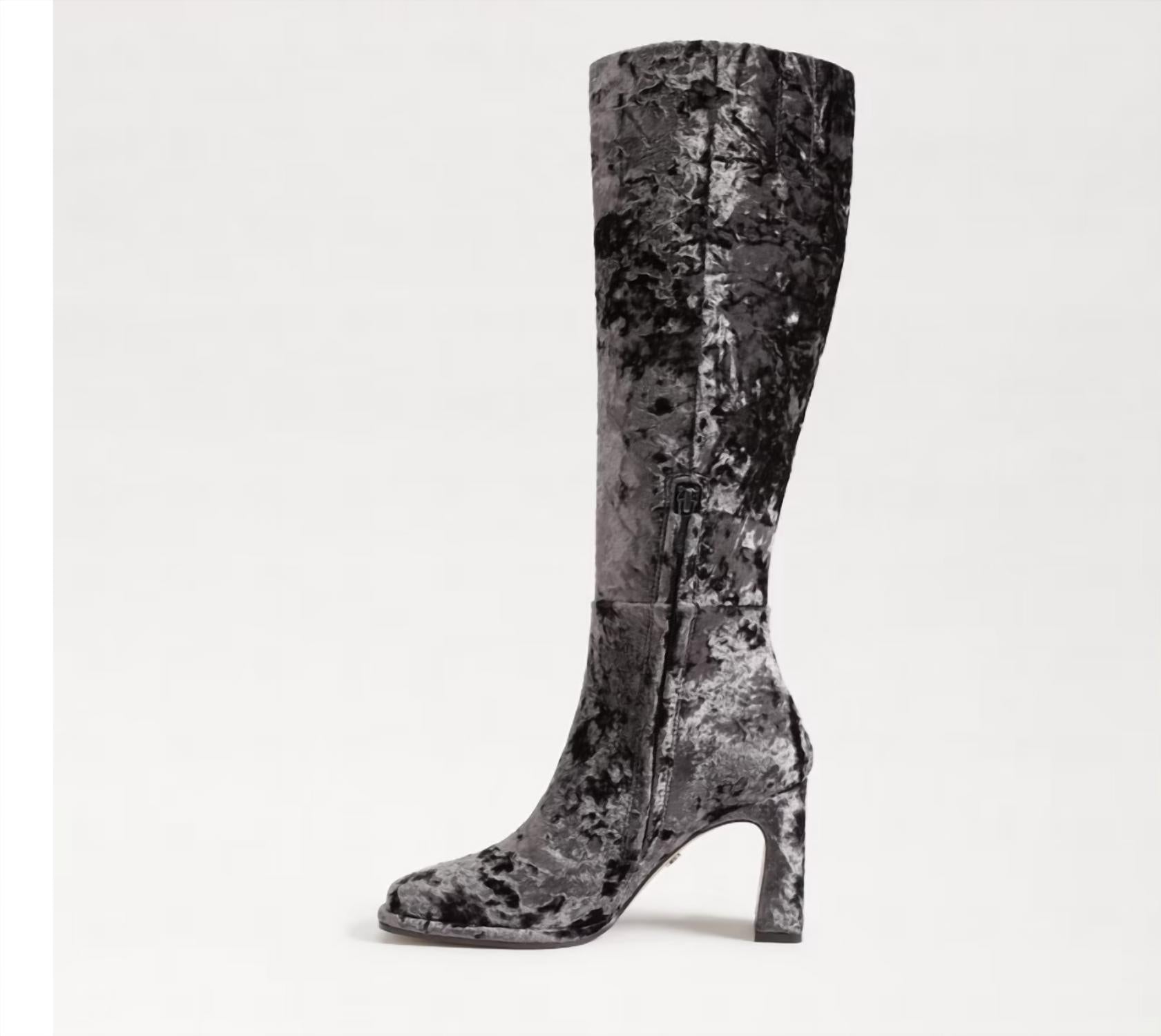 Sam Edelman Women's Issabel Boots in coffee velvet - women's shoe - detail view