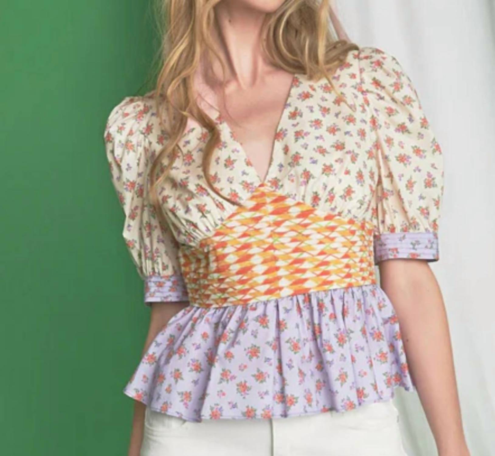 English Factory - Mixed Floral Print Top