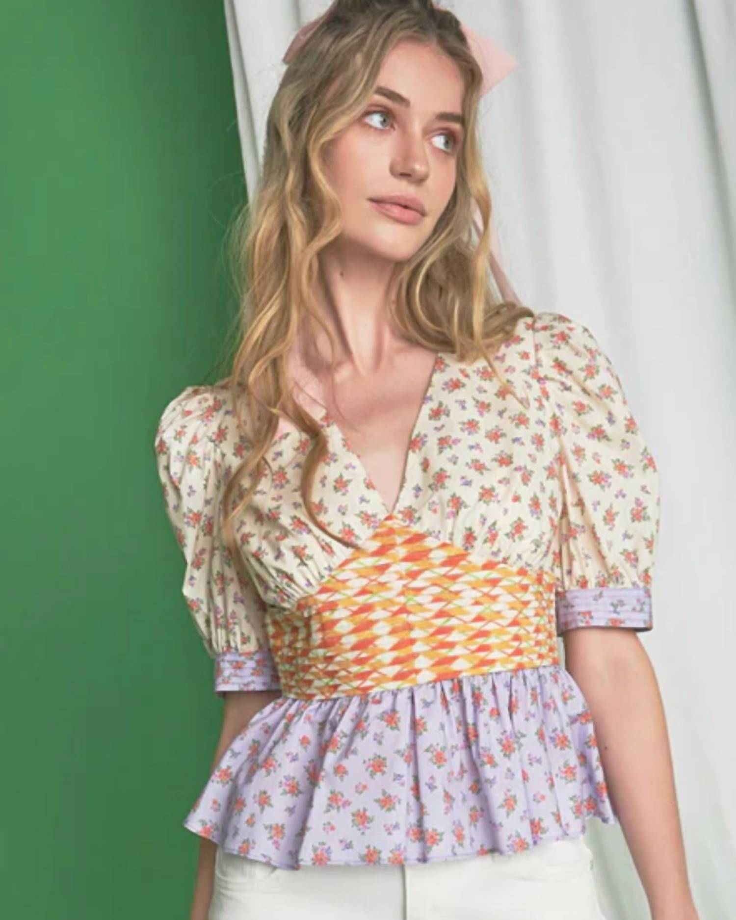 English Factory - Mixed Floral Print Top