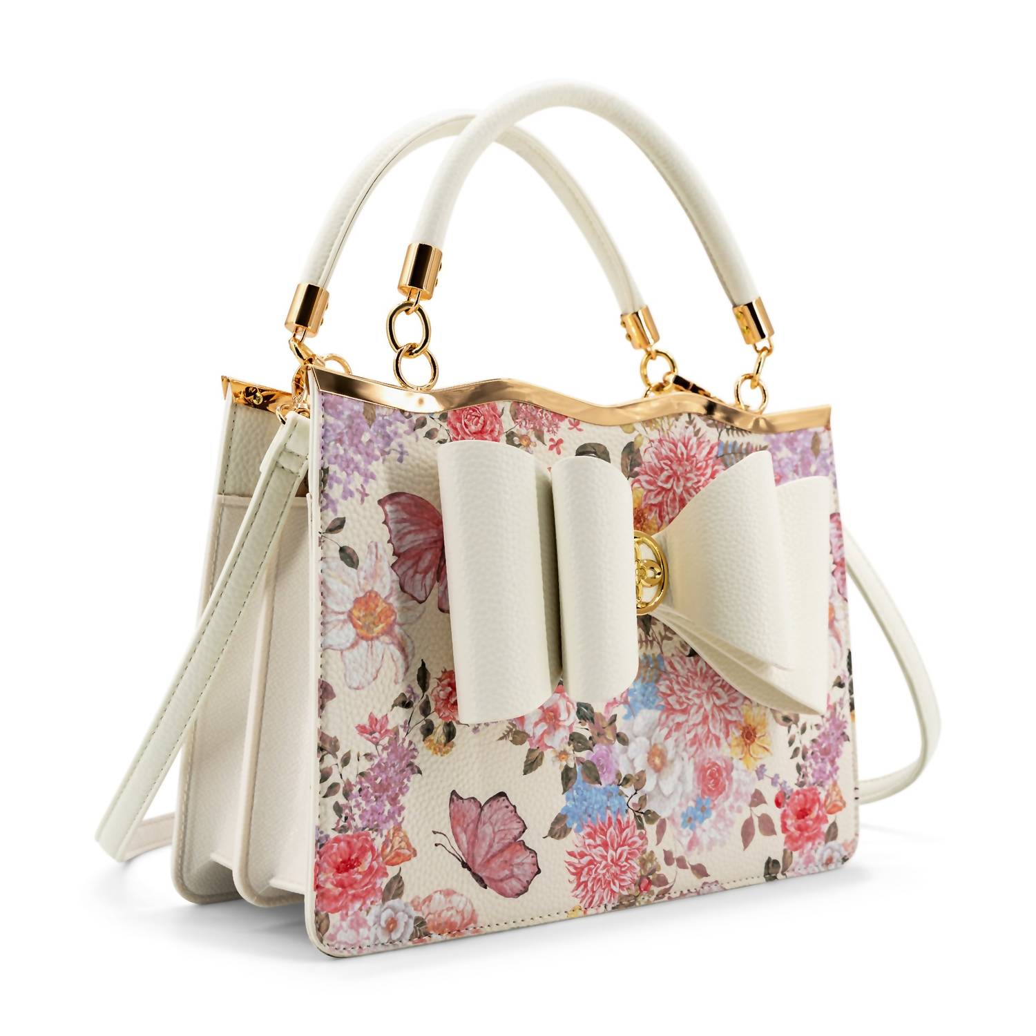Like Dreams Women's Amelie Floral Bow Crossbody Bag in ivory - women's bag - detail view
