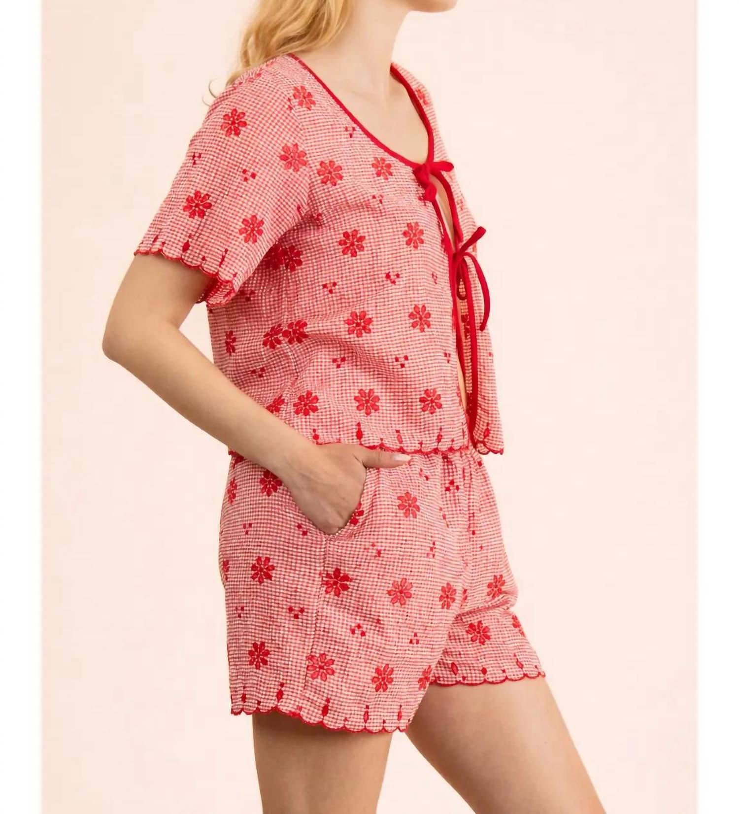 Very J - Gingham Tie Top